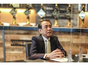 Atsushi Katsuki, chief executive officer of Asahi Group Holdings Ltd., speaks during an interview in Tokyo, Japan, on Thursday, April 8, 2021. Even after losing domestic market share to rivals and seeing profits drop 30% last year, Asahi Group Holdings' new Chief Executive Officer thinks its flagship Super Dry beer can break into the top 10 of global brews by 2030.