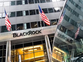 Blackrock headquarters in New York, US, on Wednesday, Oct. 13, 2021. BlackRock gains 1.7% in premarket trading after reporting revenue and adjusted EPS for the third quarter that beat the average analyst estimates. Photographer: Jeenah Moon/Bloomberg