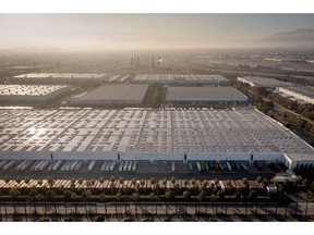 Warehouses in Redlands, California, U.S., on Sunday, Nov. 7, 2021. Fallout from the global supply-chain crisis is clogging U.S. ports, pushing warehouses to capacity and forcing logistics managers to scramble for space.