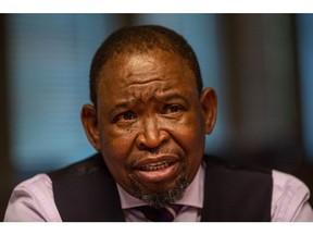 Enoch Godongwana, South Africa's finance minister, during an interview in Cape Town, South Africa, on Wednesday, Feb. 23, 2022. South Africa cut corporate taxes and set more ambitious targets for reducing debt, after a surge in commodity prices led to higher-than-expected tax income.