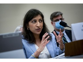 Lina Khan, chair of the Federal Trade Commission (FTC),speaks during a House Appropriation Subcommittee hearing in Washington, D.C., US, on Wednesday, May 18, 2022. The hearing is titled "Fiscal Year 2023 Budget Request for the Federal Trade Commission and the Securities and Exchange Commission."