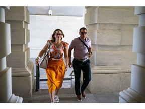 Senator Kyrsten Sinema, a Democrat from Arizona, arrives for a vote at the US Capitol in Washington, D.C., US, on Thursday, Aug. 4, 2022. Sinema is seeking to preserve a tax break for investment managers and narrow a levy hike on large corporations in the economic package Democrats want to pass as soon as this week.