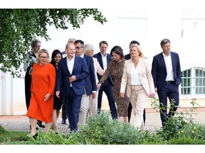 Olaf Scholz with members of his cabinet in Meseberg, Germany, on Aug. 30. Photographer: Liesa Johannssen-Koppitz/Bloomberg