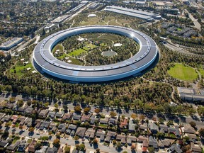 The Apple Park campus in Cupertino, Calif.  Apple Inc. is reportedly planning to slow hiring and spending at some divisions next year to cope with a potential economic slump.