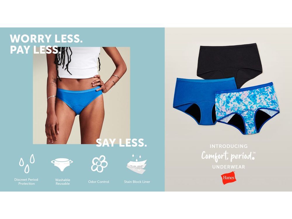 Hanes Women's Fresh and Dry Moderate Period Underwear Brief 3 Pack