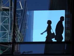 Office workers in downtown Calgary.