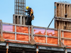 A condo building under construction in downtown Victoria, British Columbia.