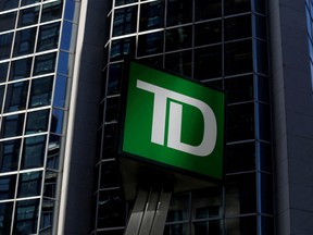 A Toronto-Dominion Bank sign outside a branch in Ottawa.