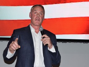 FILE - Montana House candidate and former Secretary of Interior Ryan Zinke speaks onstage at an event hosted by Butte-Silver Bow County Republicans at the Copper King Hotel and Convention Center, May 13, 2022, in Butte, Mont. An internal watchdog says Zinke lied to investigators about conversations he had with lobbyists, lawmakers and other officials regarding a bid by two Indian tribes to operate a casino in Connecticut.