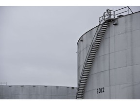 Oil storage tanks stand at the Enbridge Inc. Cushing storage terminal in Cushing, Oklahoma, U.S., on Wednesday, March 25, 2015.  Photographer: Daniel Acker/Bloomberg