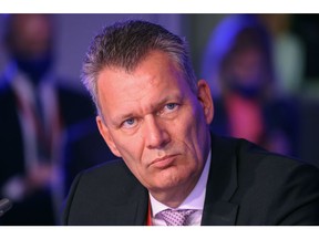 Klaus-Dieter Maubach, chief executive officer of Uniper SE, listens during a panel session on day three of the St. Petersburg International Economic Forum (SPIEF) in St. Petersburg, Russia, on Friday, June 4, 2021. President Vladimir Putin will host Russia's flagship investor showcase as he seeks to demonstrate its stuttering economy is back to business as usual despite continuing risks from Covid-19 and new waves of western sanctions.