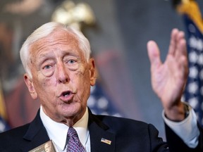 House Majority Leader Steny Hoyer, a Democrat from Maryland, speaks during a news conference at the U.S. Capitol in Washington, D.C., U.S., on Tuesday, Aug. 24, 2021. The House adopted a $3.5 trillion budget resolution after a White House pressure campaign and assurances from Speaker Pelosi helped unite fractious Democrats to move ahead on the core of President Biden's economic agenda.