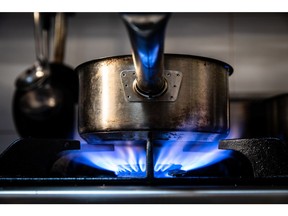 Gas burns on a domestic oven hob in the Molins de Rei district of Barcelona, Spain, on Thursday Sept. 23, 2021. Energy prices are soaring from the U.S. to Europe and Asia as economies emerge from the pandemic and people return to the office. Photographer: Angel Garcia/Bloomberg