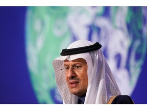 GLASGOW, SCOTLAND - NOVEMBER 10: His Royal Highness Prince Abdulaziz bin Salman Al Saud, Minister of Energy, Saudi Arabia addresses delegates during the high-level segment on November 10, 2021 in Glasgow, Scotland. Day eleven of the 2021 climate summit in Glasgow will focus on driving the global transition to zero-emission transport. This is the 26th "Conference of the Parties" and represents a gathering of all the countries signed on to the U.N. Framework Convention on Climate Change and the Paris Climate Agreement. The aim of this year's conference is to commit countries to net-zero carbon emissions by 2050.