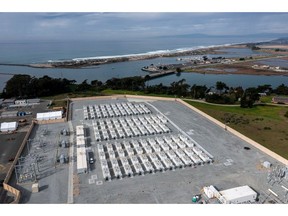 Batteries at the Elkhorn Battery Energy Storage System in Moss Landing, California.