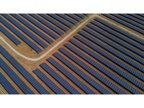 Photovoltaic panels at a solar farm in Pavagada, Karnataka, India, on Thursday, Feb. 24, 2022. India plans to expand its solar capacity to 280 gigawatts by the end of this decade from about 51 gigawatts now, but its manufacturing capacity can only currently meet around half of that requirement.