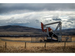 An oil pumpjack near Longview, Alberta, Canada, on Tuesday, April 26, 2022. Prime Minister Justin Trudeau's government wants a 42% reduction in emissions from the oil and gas sector as part of Canada's plan to meet its 2030 emissions-reduction goal.