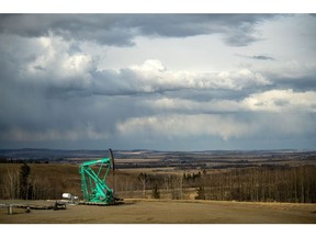 An oil pumpjack near Longview, Alberta, Canada, on Tuesday, April 26, 2022. Prime Minister Justin Trudeau's government wants a 42% reduction in emissions from the oil and gas sector as part of Canada's plan to meet its 2030 emissions-reduction goal. Photographer: James MacDonald/Bloomberg