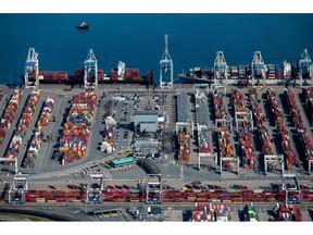 The Global Container Terminals (GCT) Deltaport container terminal in Tsawwassen, British Columbia, Canada, on Wednesday, July 13, 2022. Canada is scheduled to release gross domestic product (GDP) figures on July 29. Photographer: James MacDonald/Bloomberg