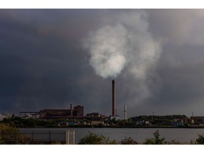 Emissions being released by a chimney at the steel plant, operated by Tata Steel Ltd., in Port Talbot. Photographer: Hollie Adams/Bloomberg