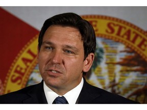 Ron DeSantis, governor of Florida, speaks during a 'Keep Florida Free' rally in Hialeah, Florida, US, on Tuesday, Aug. 23, 2022. DeSantis, running unopposed in Tuesdays primary as he goes for a second term, has amassed $142 million from the start of 2021 through August 5 this year from donors including the hedge fund billionaires Ken Griffin and Paul Tudor Jones.