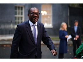 LONDON, ENGLAND - SEPTEMBER 06: New Chancellor Kwasi Kwarteng leaves Downing Street on September 6, 2022 in London, England. The new prime minister assumed her role at Number 10 Downing Street today and set about appointing her Cabinet of Ministers.