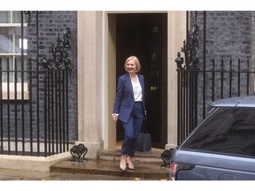 Liz Truss, UK prime minister, departs 10 Downing Street to attend her first weekly questions and answers session in Parliament in London, UK, on Wednesday, Sept. 7, 2022. Truss promised a major package of support this week to tackle soaring UK energy bills, in her first national address as leader that was dominated by a cost-of-living crisis likely to make or break her premiership.