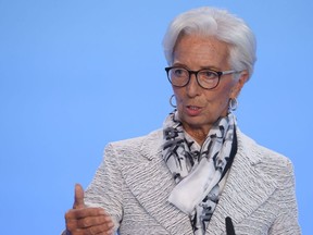 Christine Lagarde, president of the European Central Bank (ECB), during a news conference in Frankfurt, Germany, on Thursday, Sept. 8, 2022. The ECB hiked rates by 75 basis points and expects to tighten further as it raises inflation outlook to 2.3% rate in 2024.