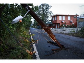 View of a downed electricity pole on September 20, 2022 in Cabo Rojo, Puerto Rico.