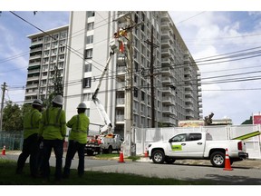 LUMA utility workers in San Juan, on Sept. 20.