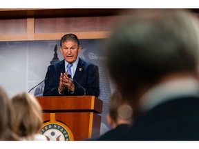 Senator Joe Manchin, a Democrat from West Virginia, speaks during a news conference in Washington, D.C., US, on Tuesday, Sept. 20, 2022. House and Senate leaders are entering a final round of negotiations on a plan to fund the government through the fall and head off a shutdown threat by the end of this month.