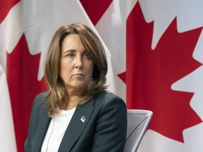 Senior Deputy Governor of the Bank of Canada Carolyn Rogers participates in a news conference, Wednesday, April 13, 2022 in Ottawa.