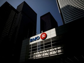 Bank of Montreal (BMO) signage is displayed on a building in the financial district of Toronto, Ontario, Canada, on Thursday, July 25, 2019.