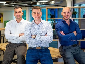 Payhawk co-founders Konstantin Djengozov CFO (left), Hristo Borisov, CEO (center), Boyko Karadzhov CTO (right)