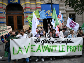 A climate protest by high-school students in Paris on Friday.