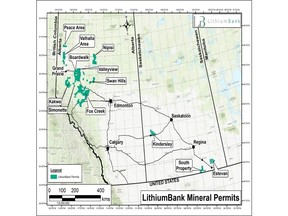 Map of All LithiumBank' Mineral Permits and Leases