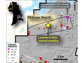 Skinner North location map with 2021 till sampling results.