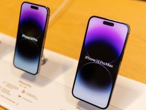 The Apple iPhone 14 Pro, and iPhone Pro. An expected increase in sales of the latest iteration of the smartphone have failed to materialize, hitting shares of the tech giant.