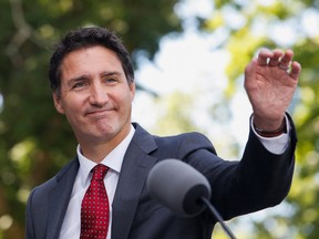 Prime Minister Justin Trudeau leaves after a cabinet shuffle in Ottawa.