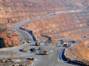 Trucks at a copper mine of Jiangxi Copper in Dexing, Jiangxi province, China.