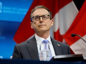 Bank of Canada Governor Tiff Macklem takes part in a news conference in Ottawa.