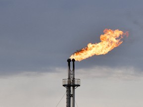 A flare stack at Rosneft's oil stabilization facility outside the town of Neftegorsk in the Samara Region, Russia.