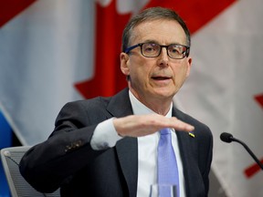 Bank of Canada Governor Tiff Macklem taking part in a news conference in Ottawa.