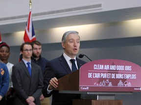 Innovation, Science and Industry Minister François-Philippe Champagne speaking at Queen’s University in Kingston, Ont.
