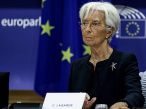 Präsidentin der Europäischen Zentralbank Christine Lagarde während der Anhörung des Ausschusses für Wirtschaft und Währung des Europäischen Parlaments in Brüssel.