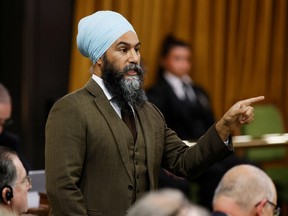 New Democratic Party leader Jagmeet Singh speaking during Question Period in the House of Commons on Parliament Hill in Ottawa.