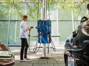 A 'Flo' curbside EV charger in Montreal.