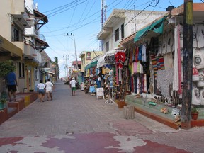 The old, narrow streets of Isla Mujera, Mexico.