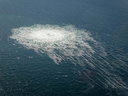 Gas leaking from the Nord Stream 2 bubbles to surface of the Baltic Sea near Bornholm, Denmark.