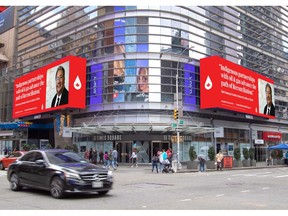 Mockup of one of the billboards featuring Canadian Indigenous leader Dale Swampy during climate week in New York City.